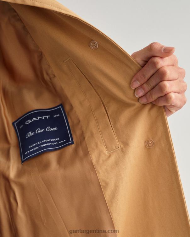 GANT mujer beige caramelo abrigo tres cuartos de mezcla de algodón P0P02753