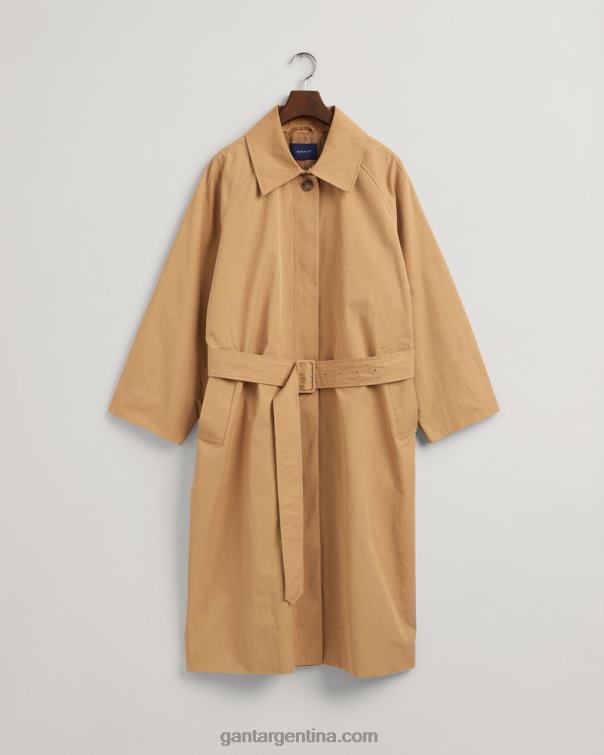 GANT mujer beige caramelo abrigo tres cuartos de mezcla de algodón P0P02753