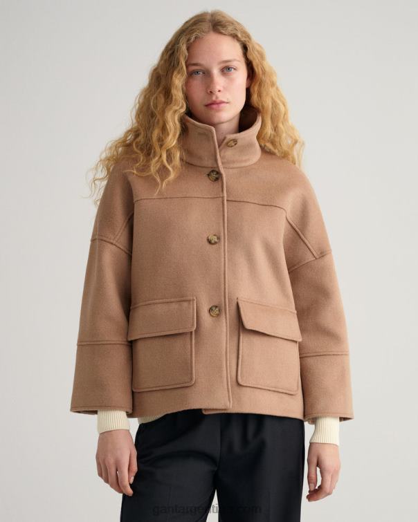 GANT mujer caqui cálido chaqueta corta de mezcla de lana P0P02755