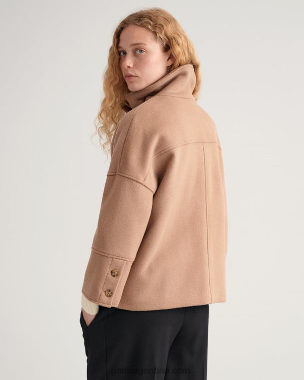 GANT mujer caqui cálido chaqueta corta de mezcla de lana P0P02755