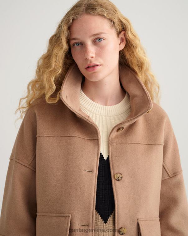 GANT mujer caqui cálido chaqueta corta de mezcla de lana P0P02755