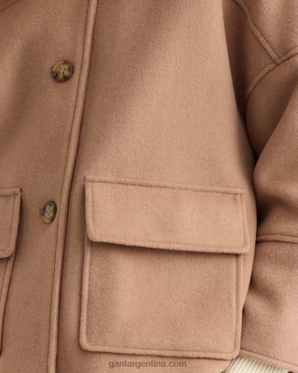 GANT mujer caqui cálido chaqueta corta de mezcla de lana P0P02755