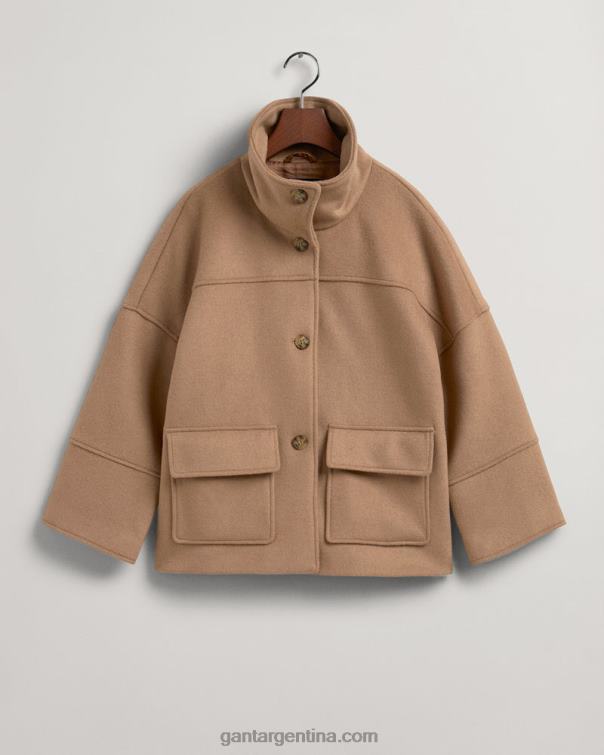 GANT mujer caqui cálido chaqueta corta de mezcla de lana P0P02755