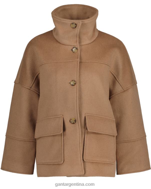 GANT mujer caqui cálido chaqueta corta de mezcla de lana P0P02755