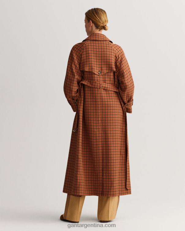 GANT mujer naranja dorado gabardina a cuadros P0P02763