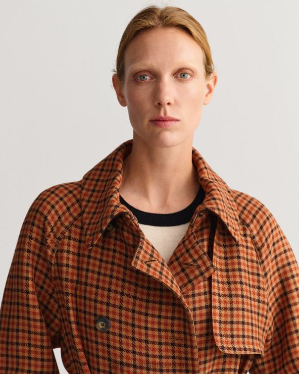 GANT mujer naranja dorado gabardina a cuadros P0P02763