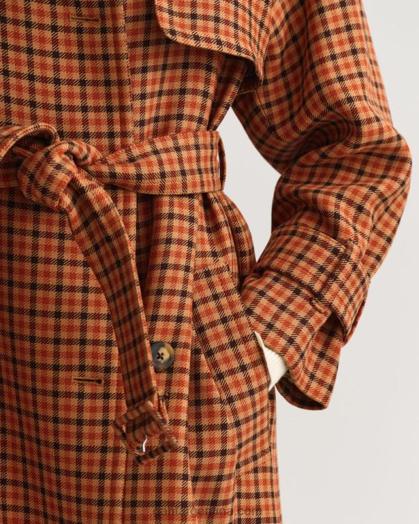 GANT mujer naranja dorado gabardina a cuadros P0P02763