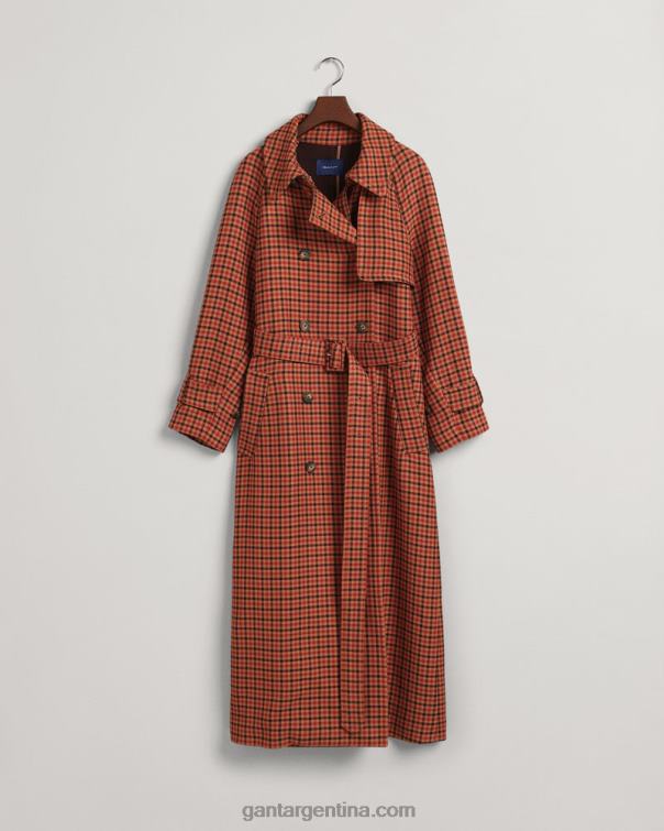 GANT mujer naranja dorado gabardina a cuadros P0P02763
