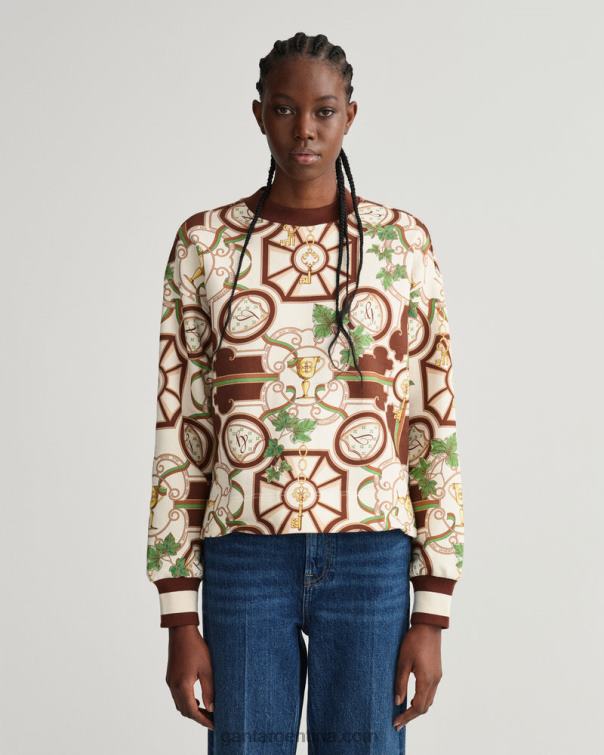 GANT mujer grano de cacao suéter americano de lujo con cuello redondo P0P02712