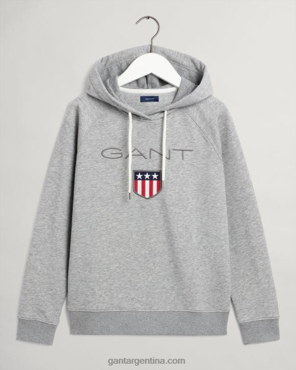 GANT mujer mezcla de grises sudadera con capucha y escudo para mujer P0P02730