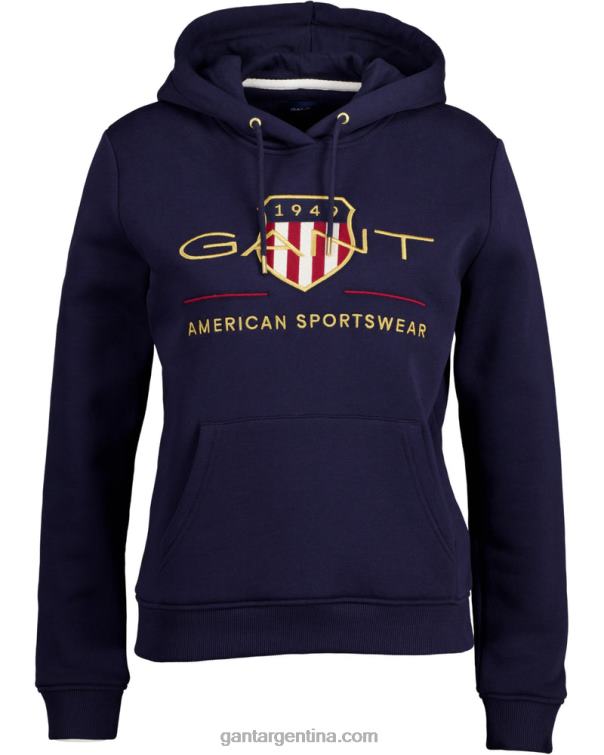 GANT mujer noche azul sudadera con capucha y escudo de archivo para mujer P0P02725