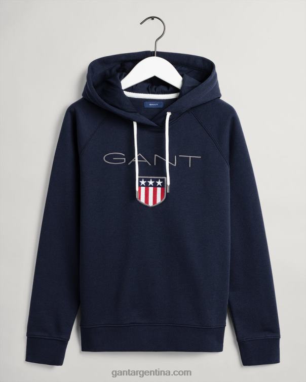 GANT mujer noche azul sudadera con capucha y escudo para mujer P0P02733