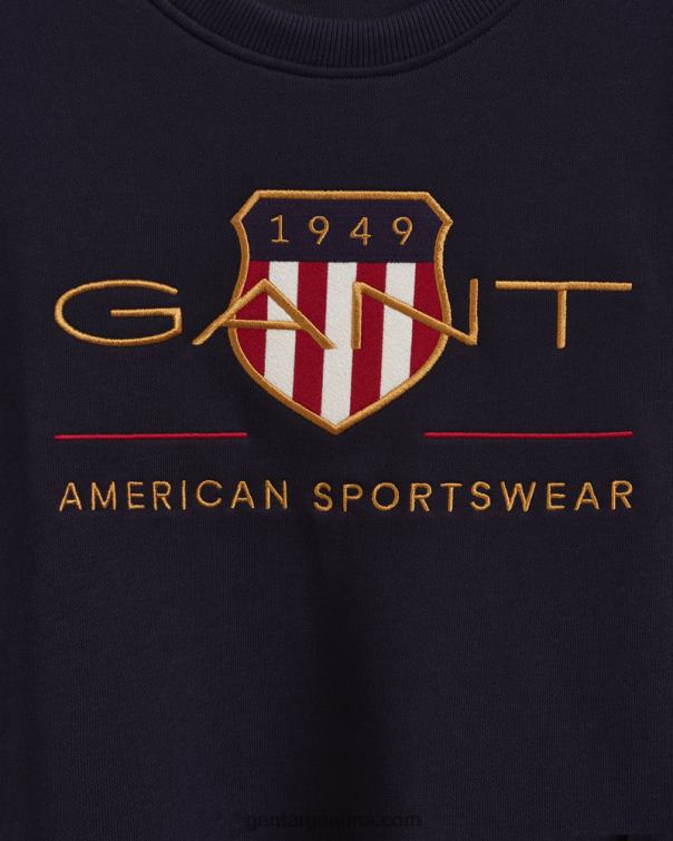 GANT mujer noche azul sudadera con cuello redondo y escudo de archivo para mujer P0P02720