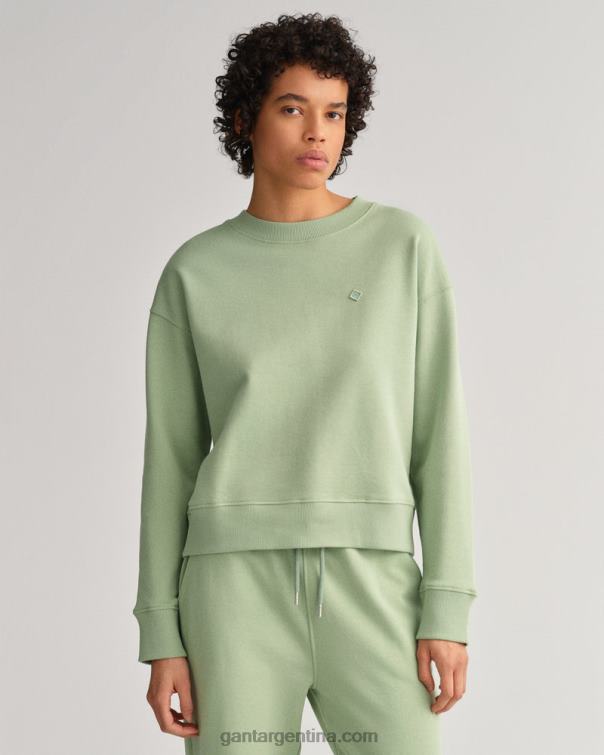 GANT mujer verde eucalipto sudadera con cuello redondo Icon G Essential P0P02711