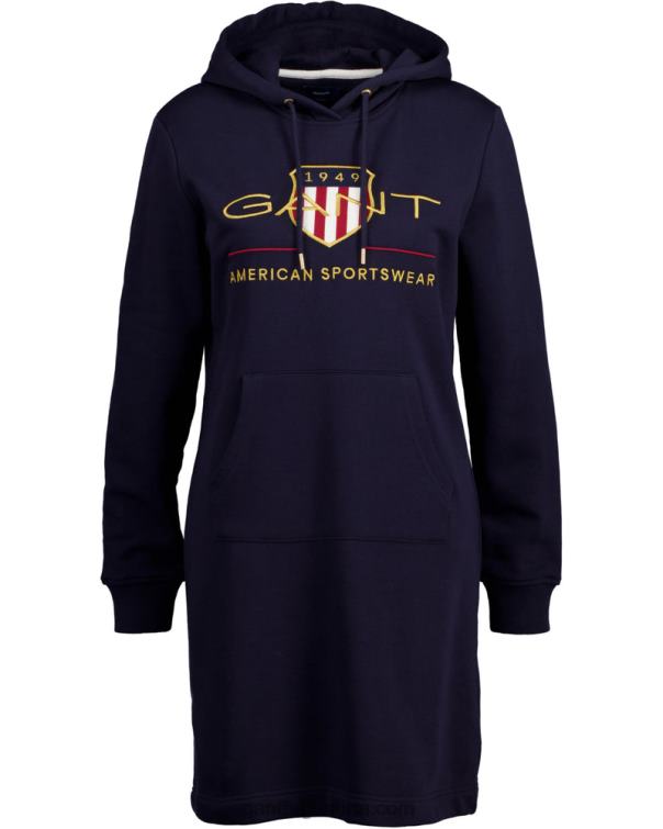 GANT mujer noche azul vestido con capucha y escudo de archivo P0P02648